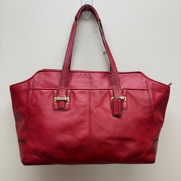 Vtg Coach Taylor Red Leather Purse - Picture 1 of 16
